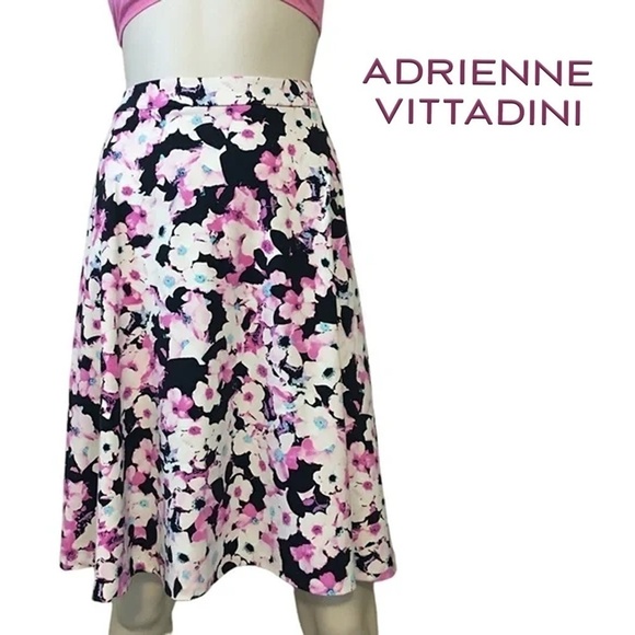 ADRIENNE Vittadini Floral Skirt A-line Full Skater with Pockets - Picture 10 of 12